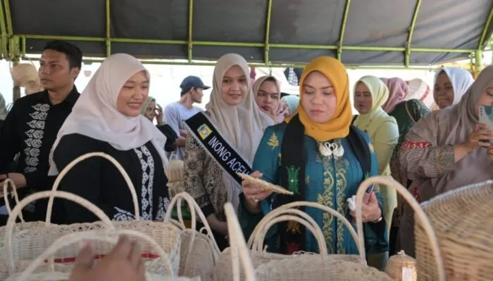 Pj Ketua Dekranasda Aceh Apresiasi Pengrajin Rotan di Gampong Kueh Lhoknga