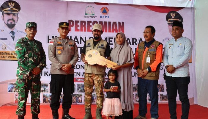 Bupati Aceh Timur Resmikan Pembangunan Huntara di Pante Bidari