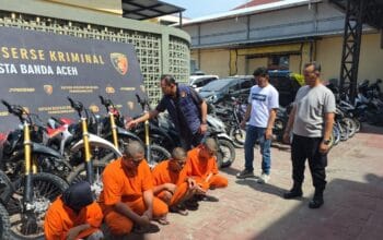 Pasutri Penadah Motor Curian Dibongkar di Banda Aceh, 9 Barang Bukti Diamankan