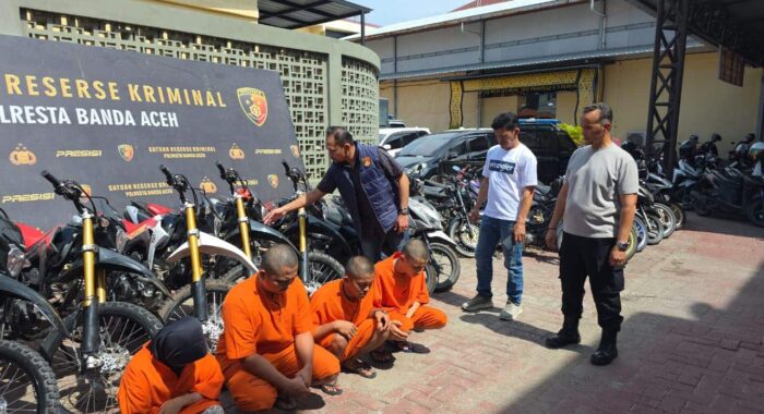 Pasutri Penadah Motor Curian Dibongkar di Banda Aceh, 9 Barang Bukti Diamankan
