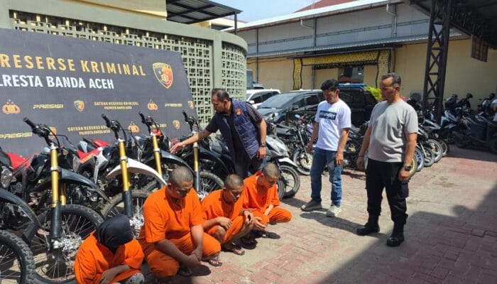 Pasutri Penadah Motor Curian Dibongkar di Banda Aceh, 9 Barang Bukti Diamankan