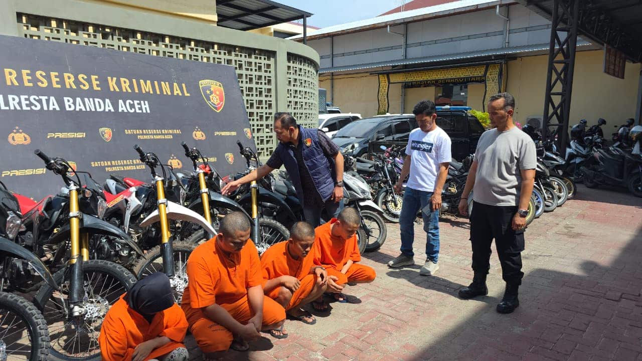 Pasutri Penadah Motor Curian Dibongkar di Banda Aceh, 9 Barang Bukti Diamankan