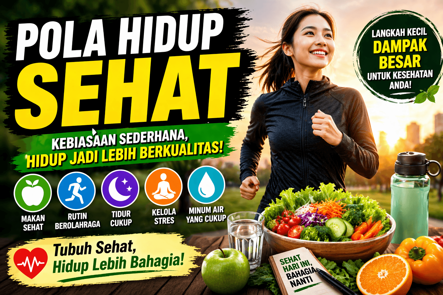 Pola hidup sehat kini jadi tren global. Kebiasaan sederhana seperti makan sehat, olahraga, dan cukup istirahat terbukti meningkatkan kualitas hidup.