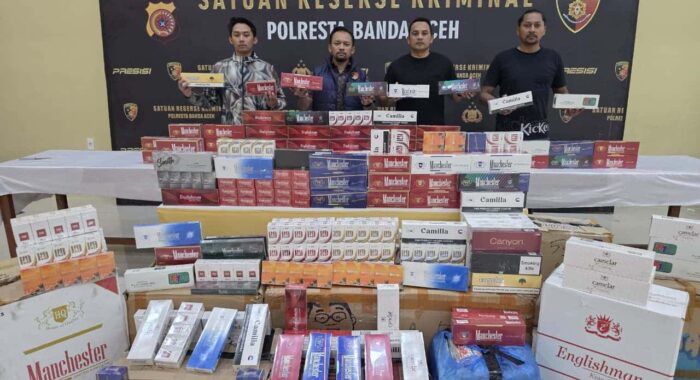 Polresta Banda Aceh Sita 70 Ribu Batang Rokok Ilegal dari Mahasiswa Asal Bireuen
