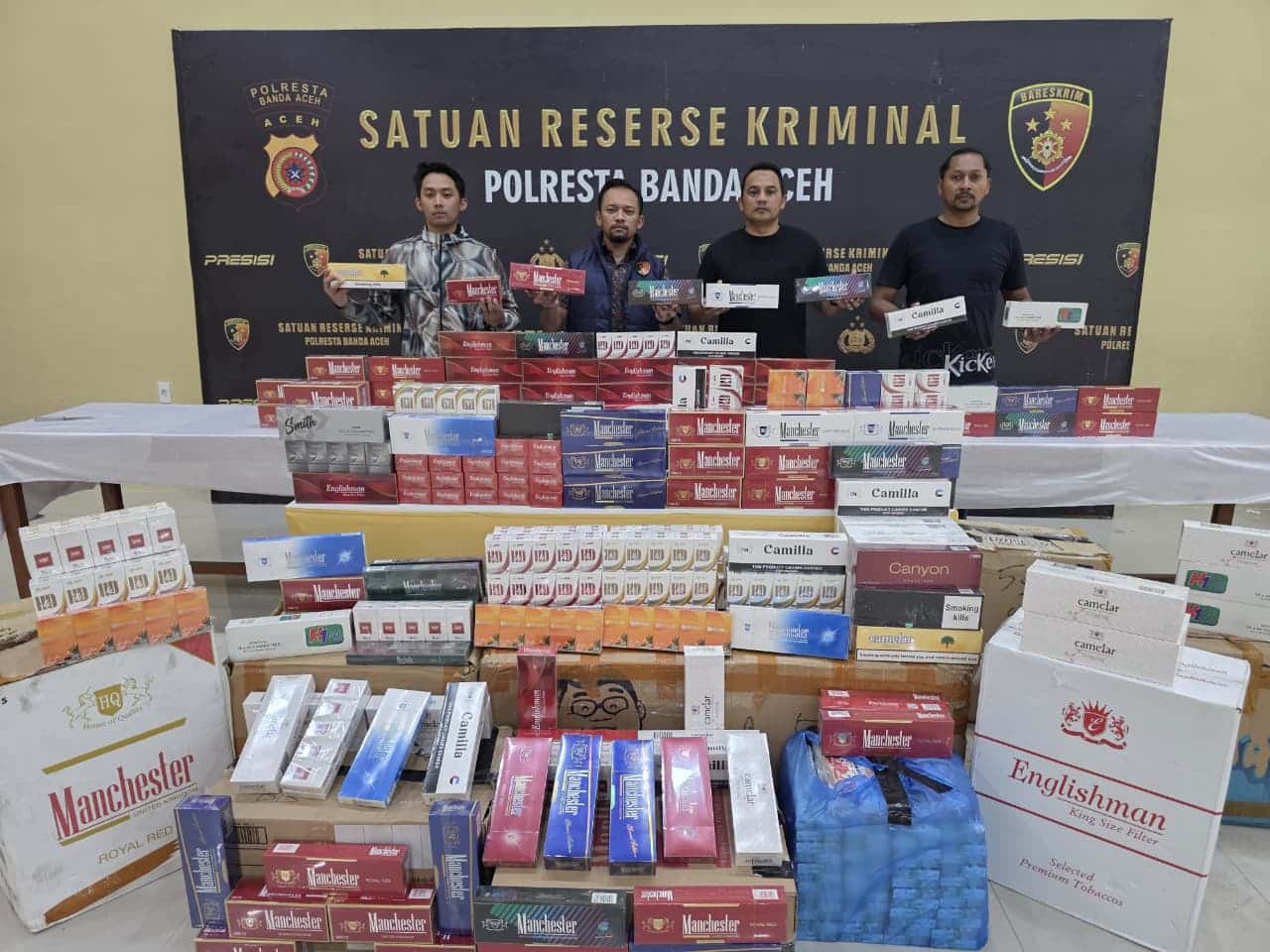Polresta Banda Aceh Sita 70 Ribu Batang Rokok Ilegal