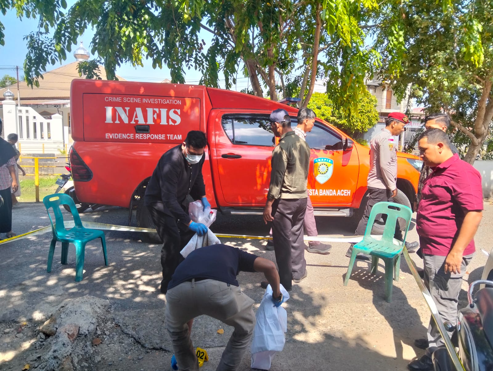 Tim Inafis Satreskrim Polresta Banda Aceh juga diterjunkan untuk melakukan olah tempat kejadian perkara