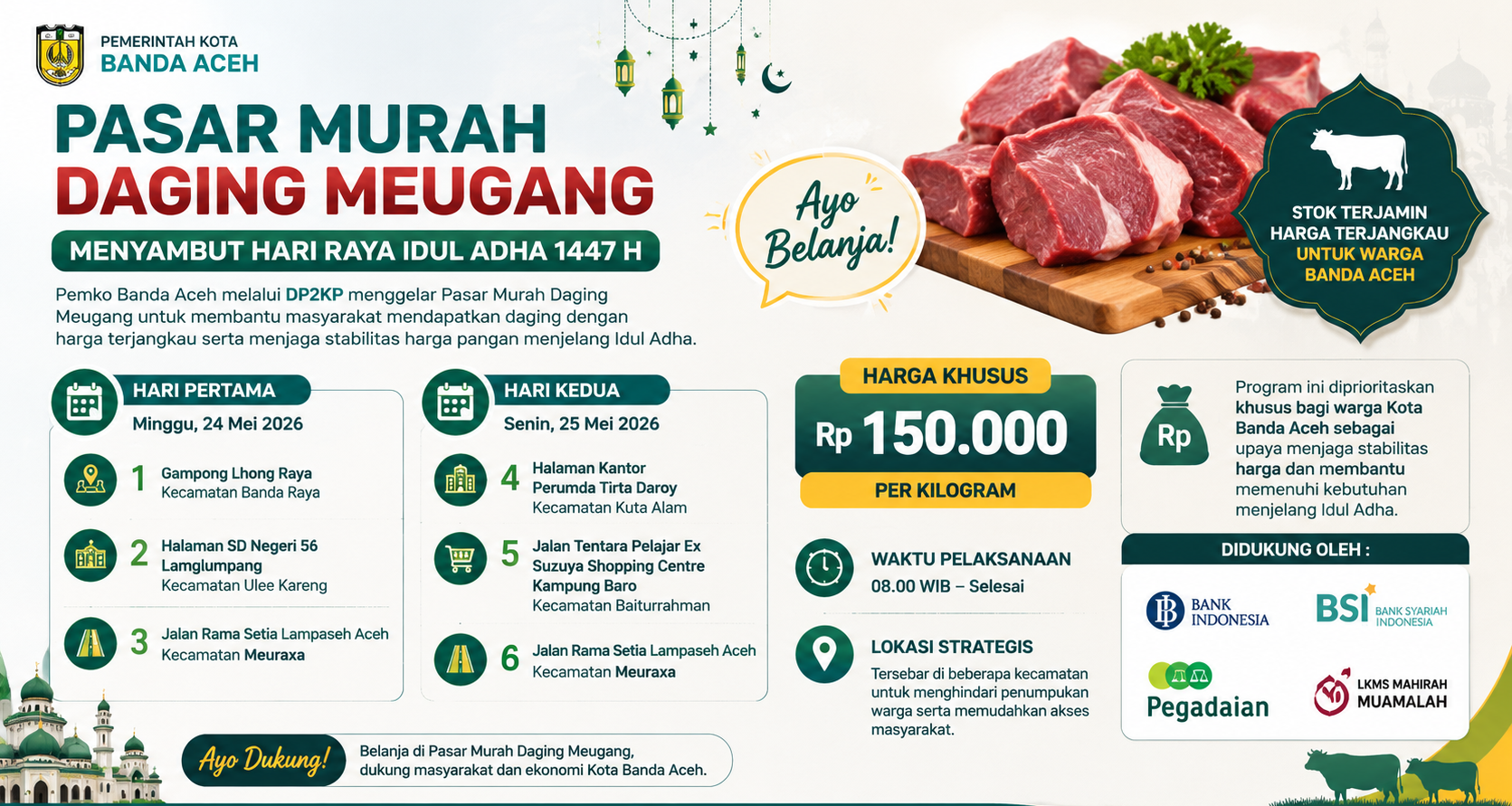 emko Banda Aceh menggelar pasar murah daging meugang menjelang Idul Adha